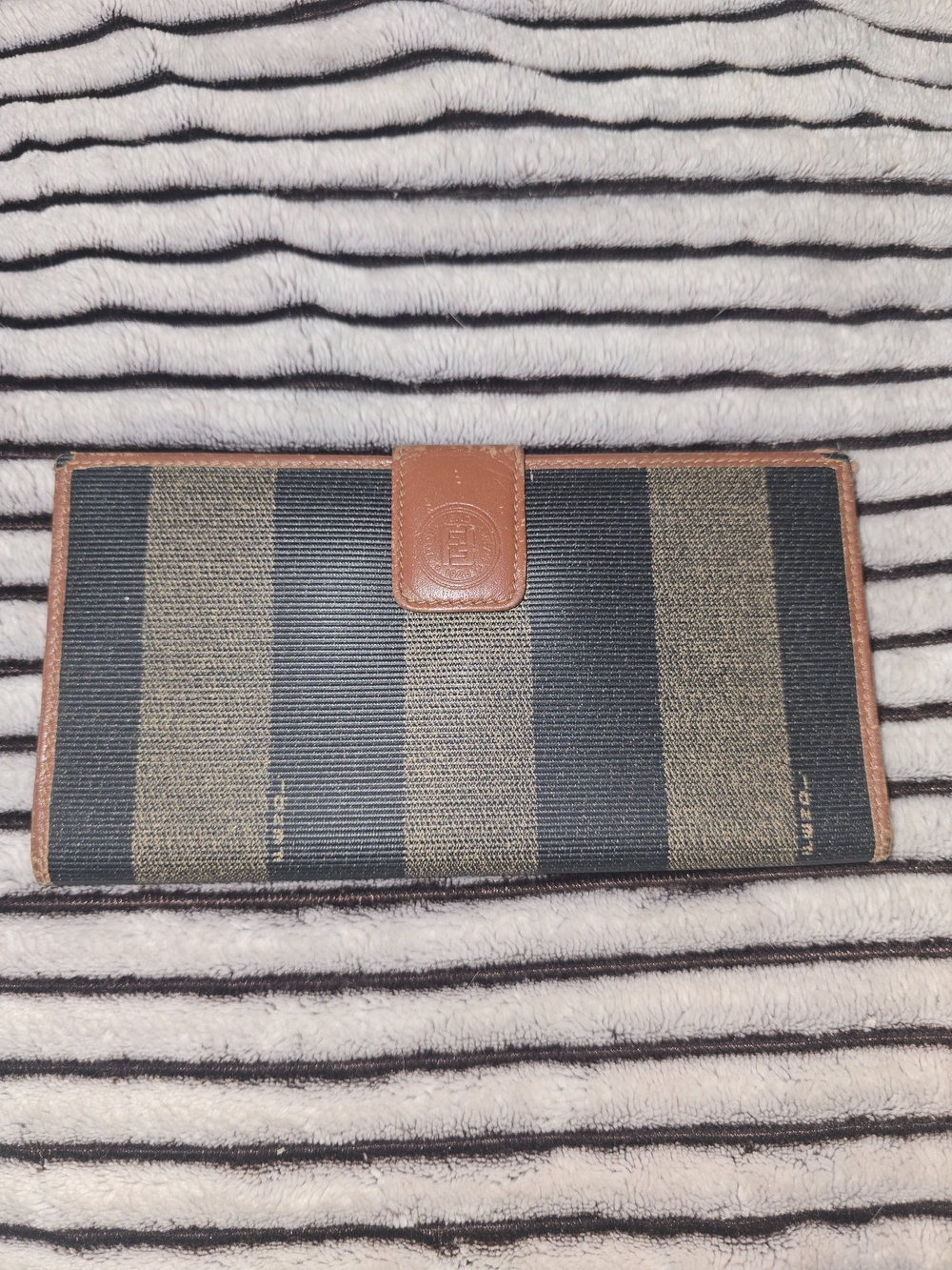 Fendi *Vintage* Striped Pequin Canvas Continental Wallet